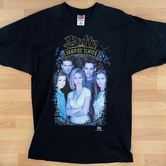 Rare 90s Buffy the Vampire Slayer T-Shirt Buffy Promo Cast Tee VTG Medium NOS - Picture 1 of 9